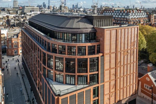 Aerial view of the award winning roof at Davies St